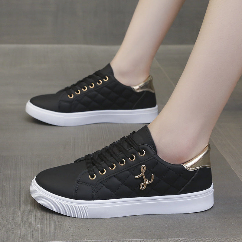 Damen Modische Sneakers mit gestepptem Obermaterial und goldenen Akzenten R&B