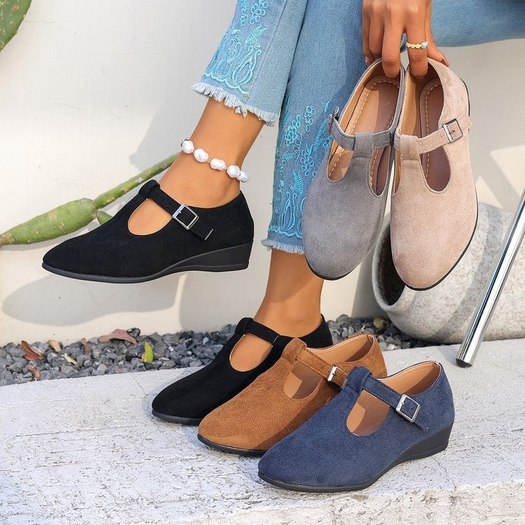 Damen Wedge-Pantoletten mit modischem Schnallen-Design R&B