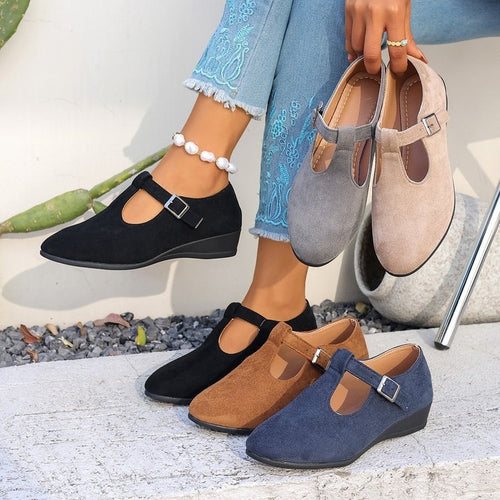 Damen Wedge-Pantoletten mit modischem Schnallen-Design R&B