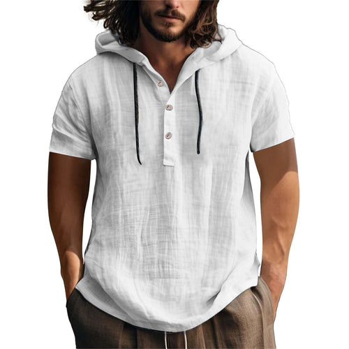 Herren lässiges Kurzarm-Hoodie mit Knopfleiste R&B