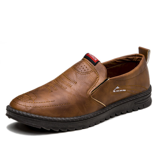 Herren Slip-On Freizeitschuhe aus Leder mit rutschfester Sohle R&B