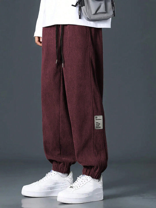 Herren nan Relax-Freizeithose aus feiner Breitkordstruktur mit Tunnelzug und elastischen Knöchelabschlüssen R&B