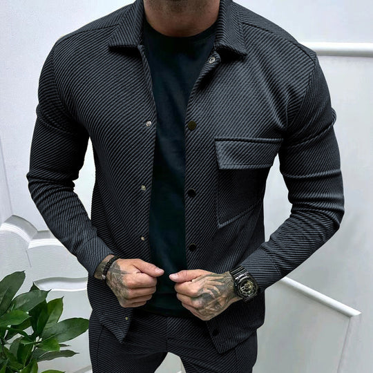 Herren modische Jacke mit strukturiertem Design und praktischen Taschen R&B