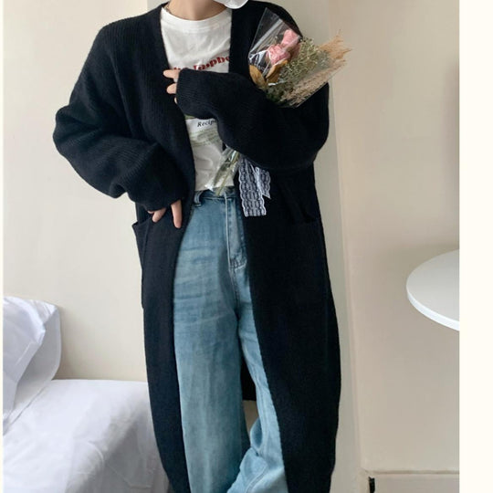Damen Weicher Strickmantel mit großzügigen Taschen und weitem Schnitt R&B
