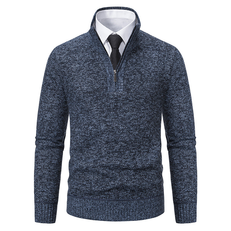 Herren Pullover mit modernem Reißverschluss und strukturierter Oberfläche R&B