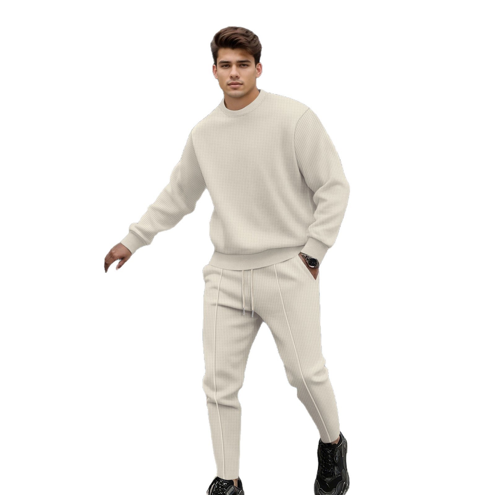 Herren lässiger Strickpullover und Jogginghose mit elastischem Bund R&B