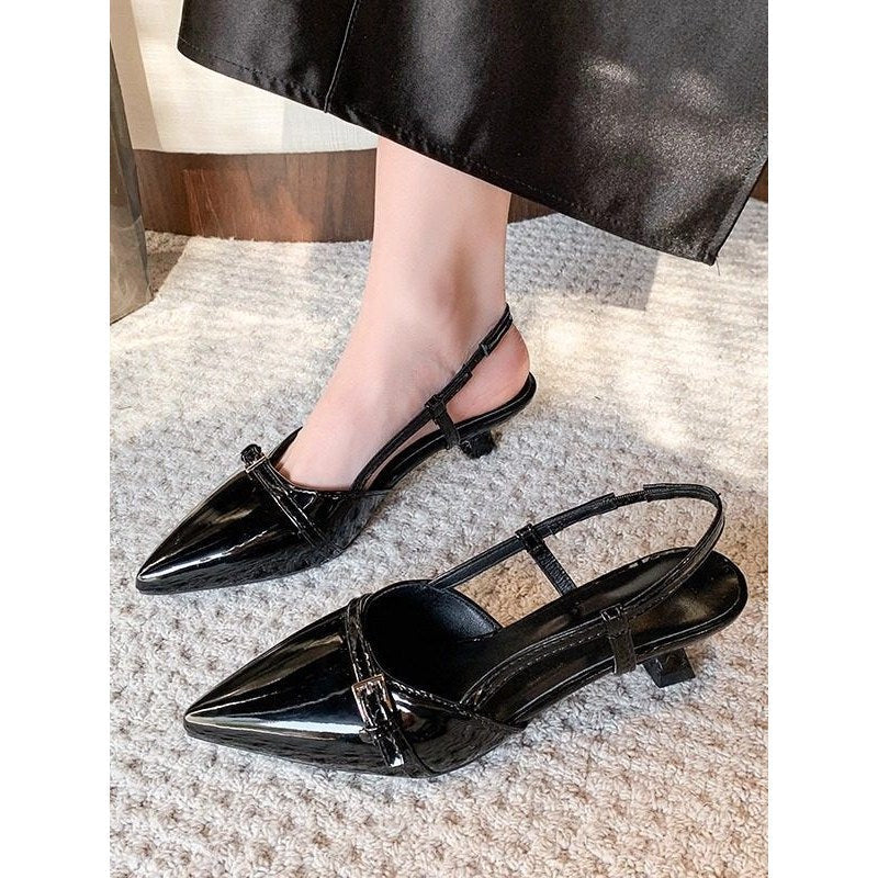 Damen spitze Slingback Ballerinas mit eleganter Schnalle R&B