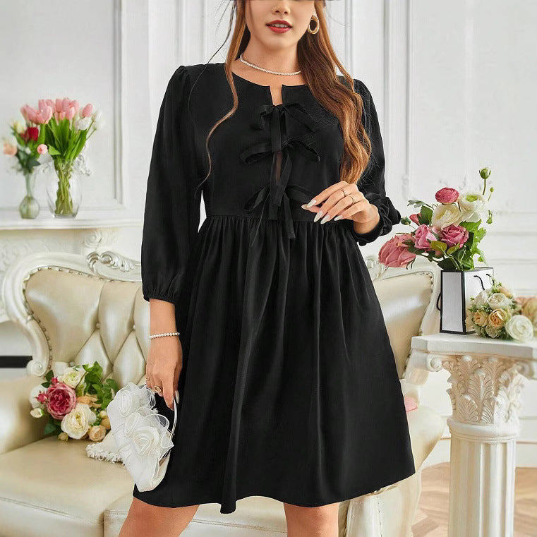 Damen Freizeitkleid mit eleganten Rüschendetails und tailliertem Schnitt R&B