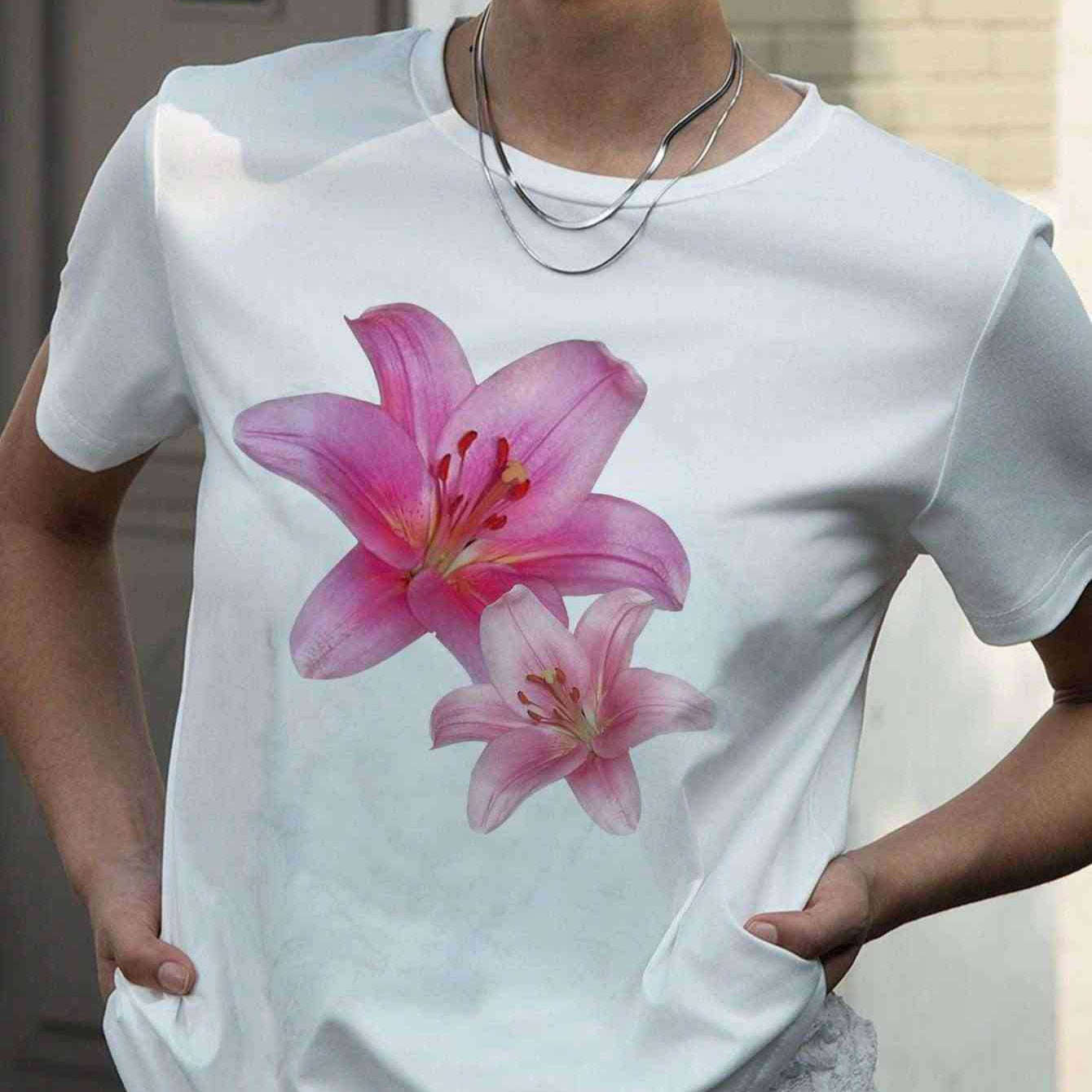 Damen T-Shirt mit floralem Druck und Komfortschnitt R&B