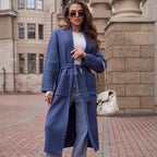 Damen Strickmantel mit Gürtel und praktischen Taschen R&B
