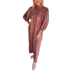 Damen Elegantes Maxikleid mit Stehkragen und weiten Ärmeln R&B