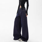 Damen weite Denim-Jeans im lässigen Stil mit hoch geschnittenem Bund und modernen Features R&B
