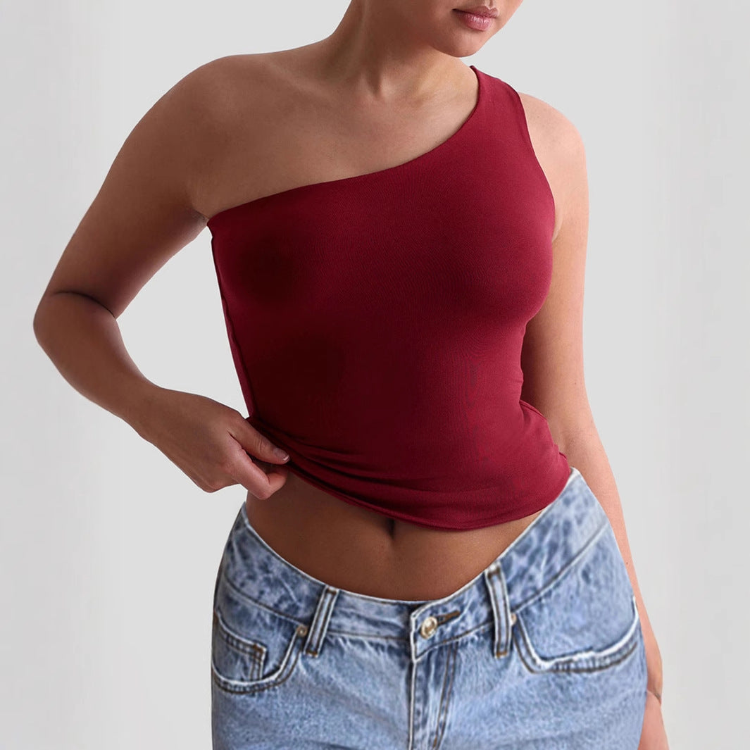Damen asymmetrisches Trägershirt aus elastischem Material R&B