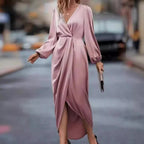 Damen elegantes und fließendes Maxi-Kleid R&B