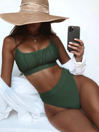 Damen Hochtailliertes Bikini-Set mit gerafftem Oberteil