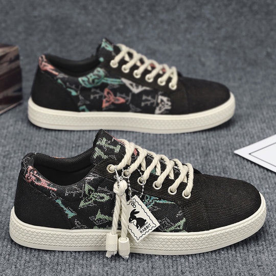 Damen modische Canvas Sneakers mit einzigartigem grafischem Design R&B