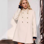 Damen eleganter Duffle-Mantel mit doppelter Knopfleiste und luxuriösen Details R&B