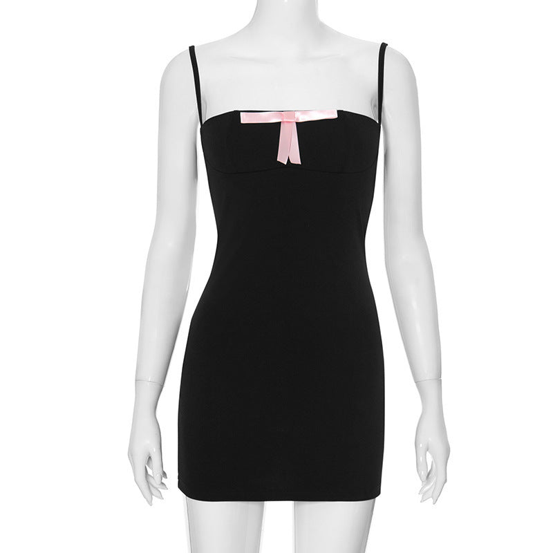 Damen Minikleid mit zarter Satin-Schleife und figurbetontem Schnitt R&B