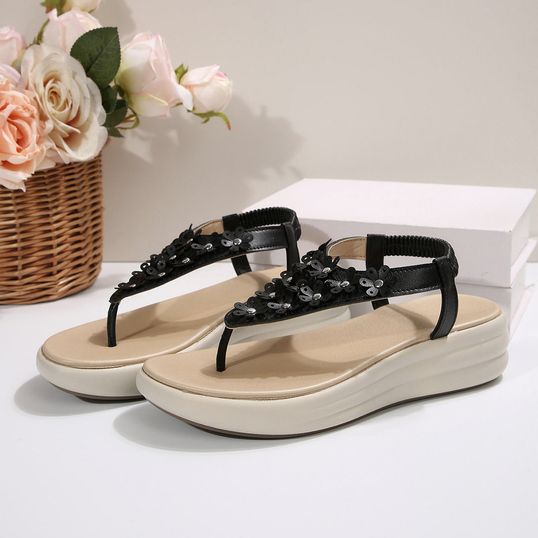 Damen Sandalen mit floralem Dekor und komfortablem Wedge-Design R&B