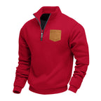 Herren Fleece-Pullover mit hohem Kragen und praktischer Brusttasche R&B