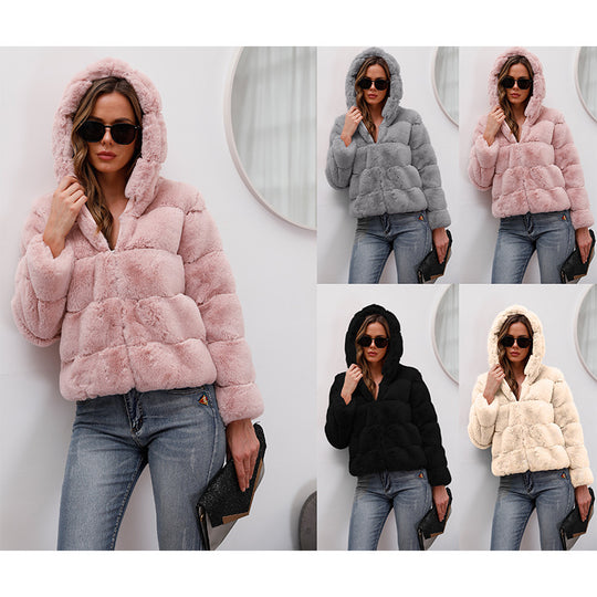 Damen weiche Fleecejacke mit Kapuze R&B