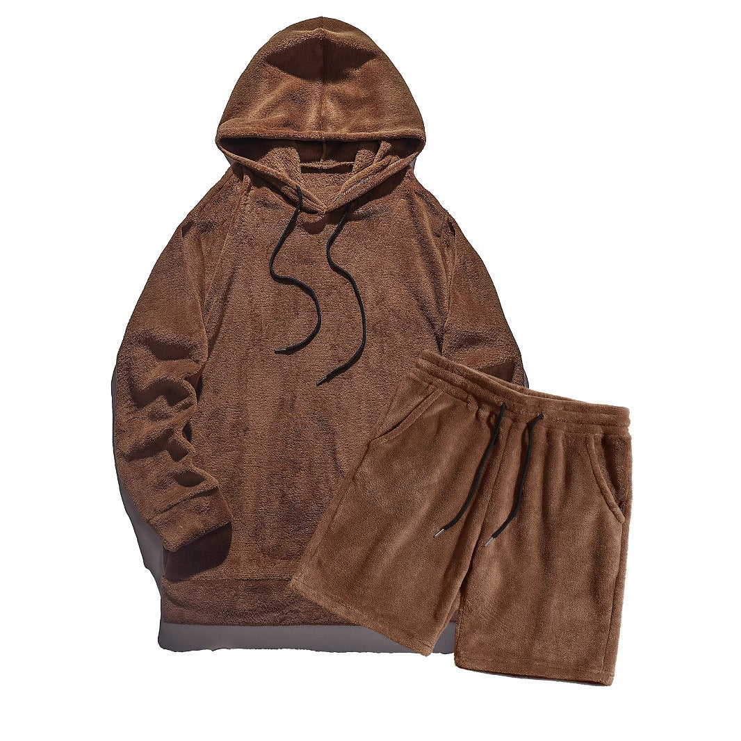 Herren Kuscheliges Hoodie-Shorts-Set R&B