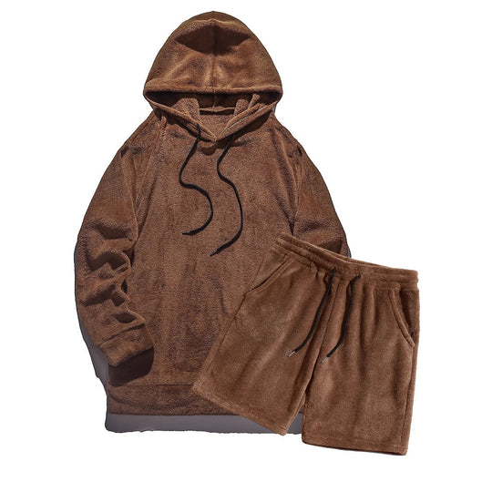 Herren Kuscheliges Hoodie-Shorts-Set R&B