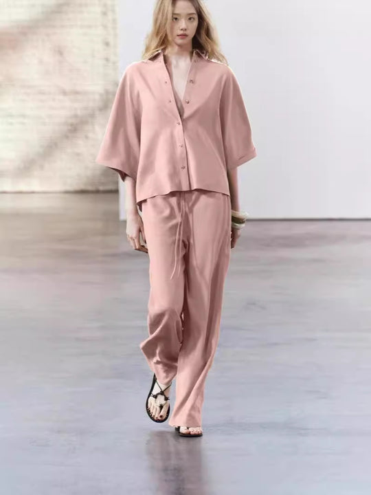 Damen elegantes Blusen und Hose Ensemble aus atmungsaktivem Stoff R&B