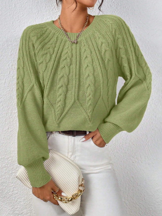 Damen Strickpullover mit Zopfmuster und weitem Schnitt R&B