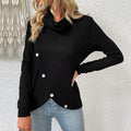 Damen Strickpullover mit asymmetrischem Schnitt und modischem Knopfdesign