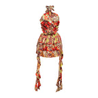 Damen Rüschenkleid mit floralen Motiven und verstellbarem Träger R&B