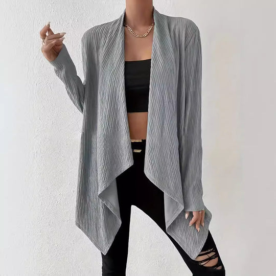 Damen Langärmlige Strickjacke mit strukturiertem Design und offenem Schnitt R&B