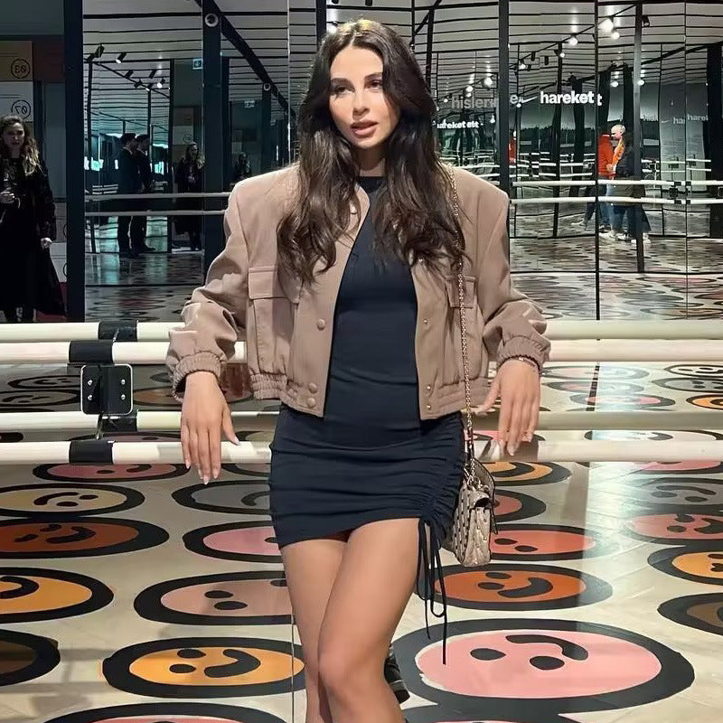 Damen elegante Sweatjacke mit praktischen Taschen und modernem Stehkragen R&B