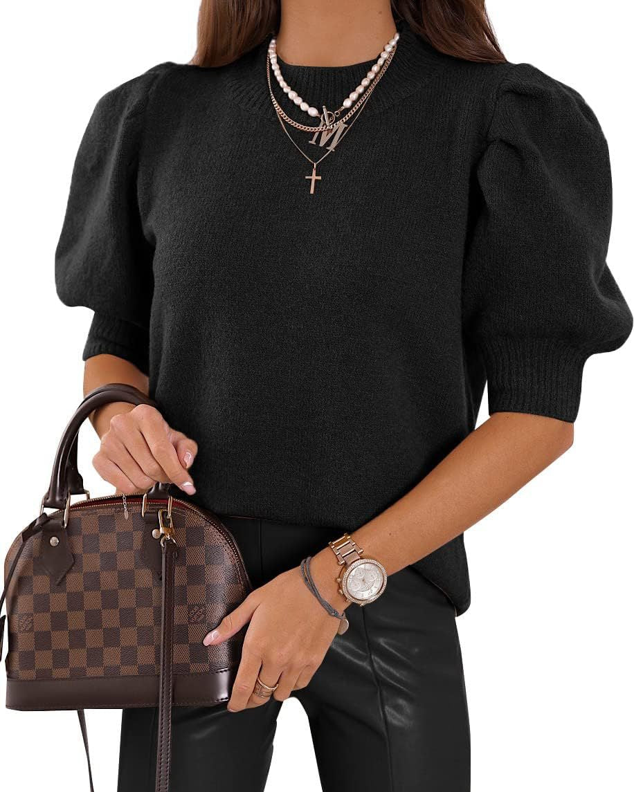 Damen Puffärmel Strickpullover R&B