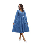 Damen Midi-Kleid mit voluminösen Rüschendetails und tailliertem Schnitt R&B