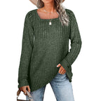 Damen lässiger Strickpullover mit weitem Schnitt und modernem Rippenmuster R&B