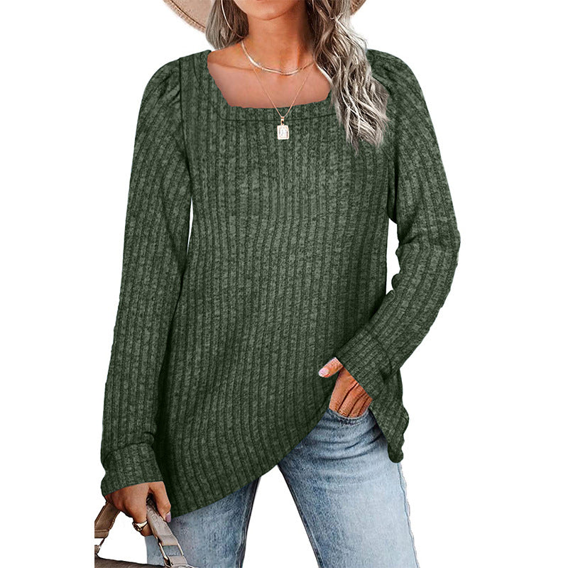 Damen lässiger Strickpullover mit weitem Schnitt und modernem Rippenmuster R&B