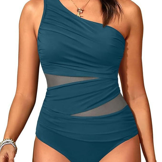 Damen stilvoller Badeanzug mit asymmetrischem Schnitt R&B
