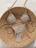 Damen Triangel-Bikini-Set mit verstellbaren Trägern und verspieltem Muster