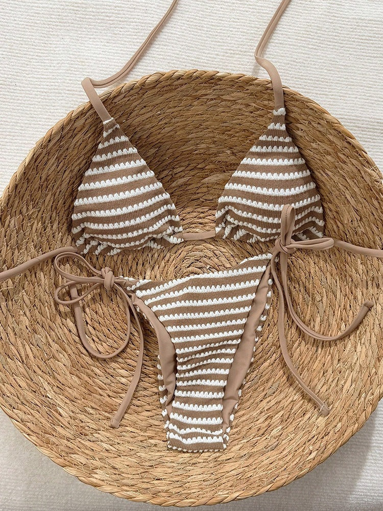 Damen Triangel-Bikini-Set mit verstellbaren Trägern und verspieltem Muster
