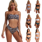 Damen Bandeau-Bikini mit floralem Oberteil und hohem Bund R&B