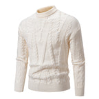 Herren Strickpullover mit Zopfmuster und hohem Kragen R&B