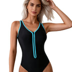 Damen Sportlicher Badeanzug mit Reißverschluss R&B