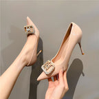 Damen eleganten High Heel Pumps mit funkelndem Schmuckdetail R&B