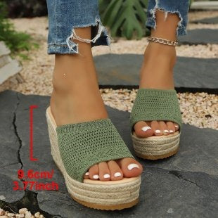 Damen Plateausandalen mit geflochtener Oberseite R&B