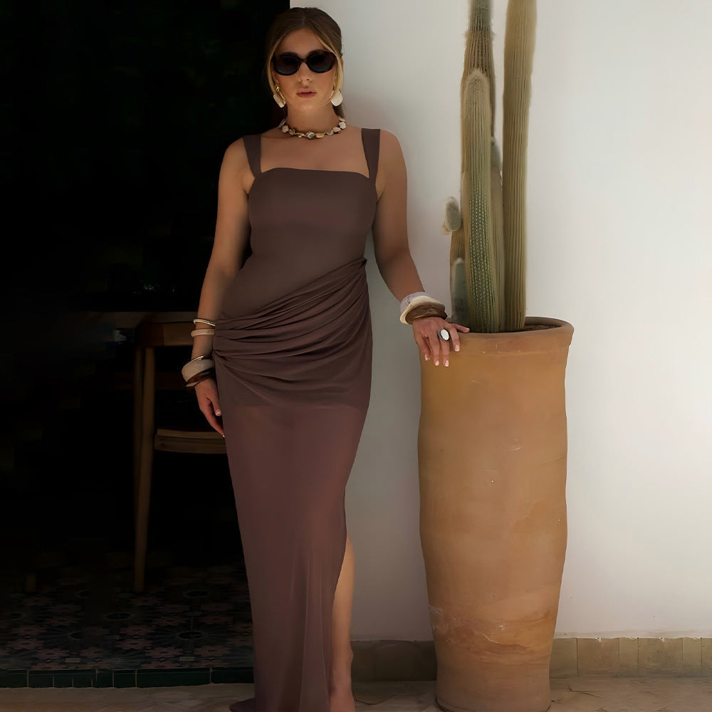 Damen Maxikleid mit elegantem Wickeldesign und verführerischem Schlitz R&B