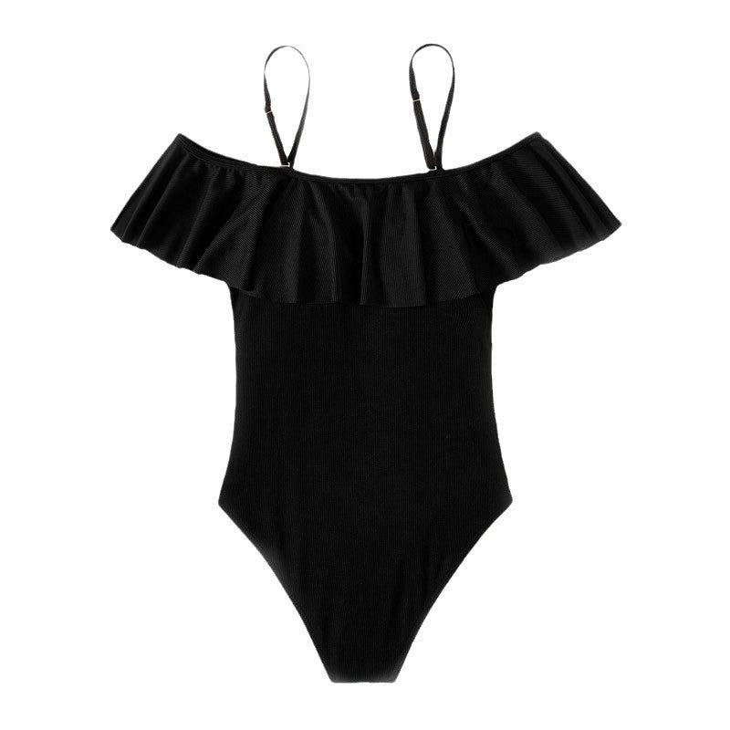 Damen eleganter einteiliger Badeanzug mit Rüschendetails