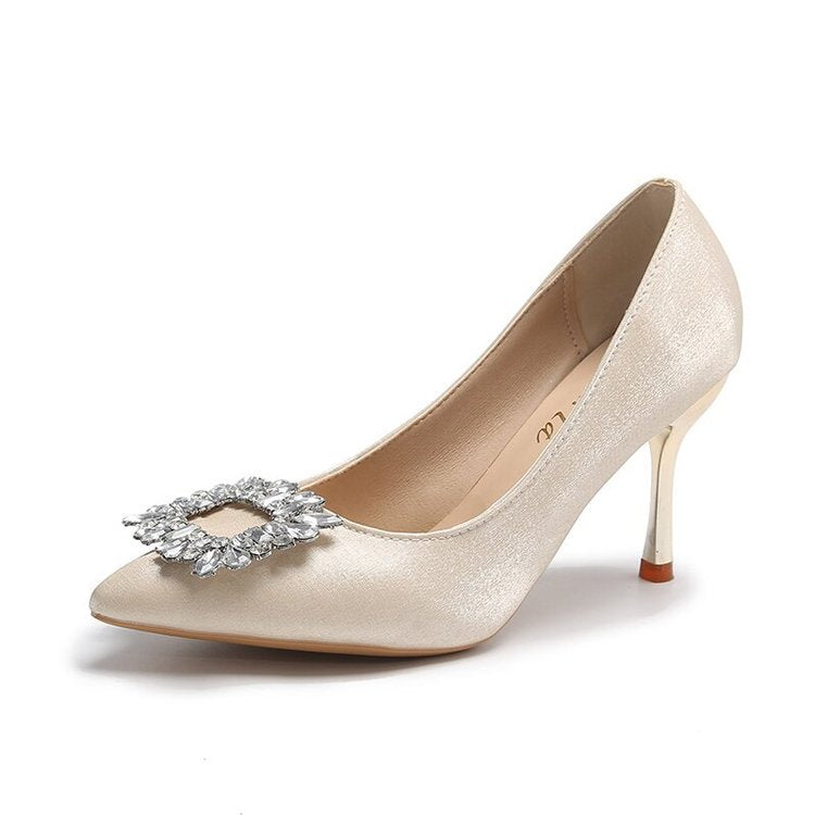 Damen elegante Spitzenpumps mit funkelndem Strassakzent R&B