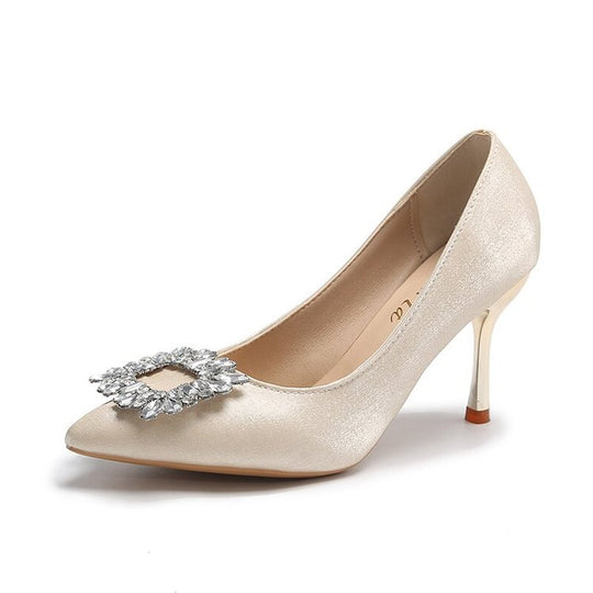 Damen elegante Spitzenpumps mit funkelndem Strassakzent R&B