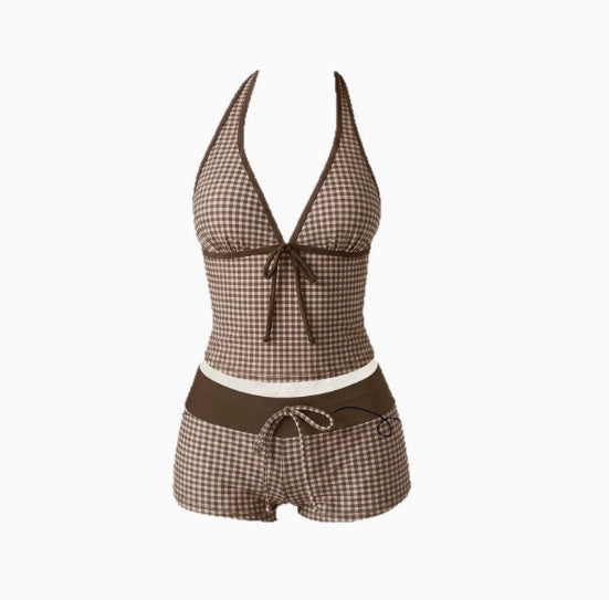 Damen Tankini mit modischem Punktmuster und verstellbarem Halter R&B